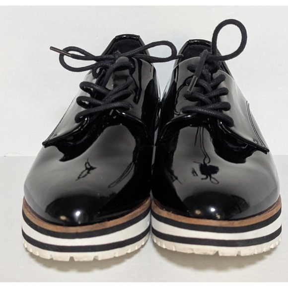 Aldo Women's Ereillan Oxfords Black Size 6.5M Faux Patent Leather Lace Ups - Picture 5 of 10